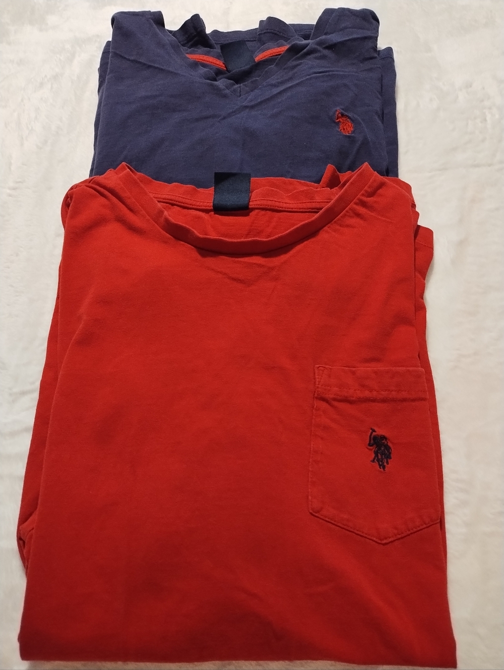 Polo Assn. Embroidered Pocket Tee - Red 3XL Blue V Neck Tee 2XL